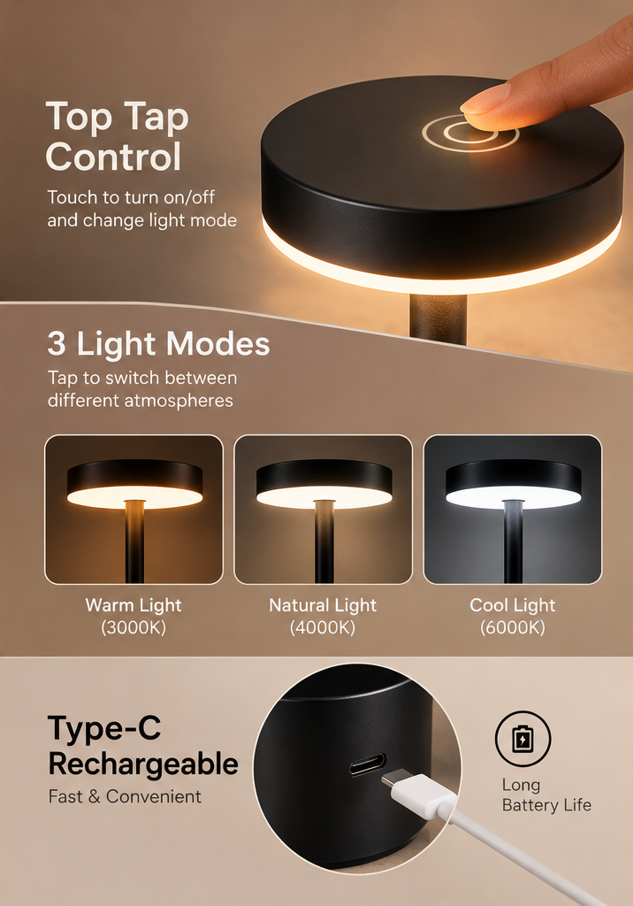 Touch-Control H-Shape Table Lamp 💡