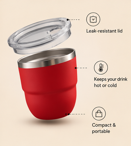 Stainless Steel Insulated Mini Cup with Lid and Straw 🥤